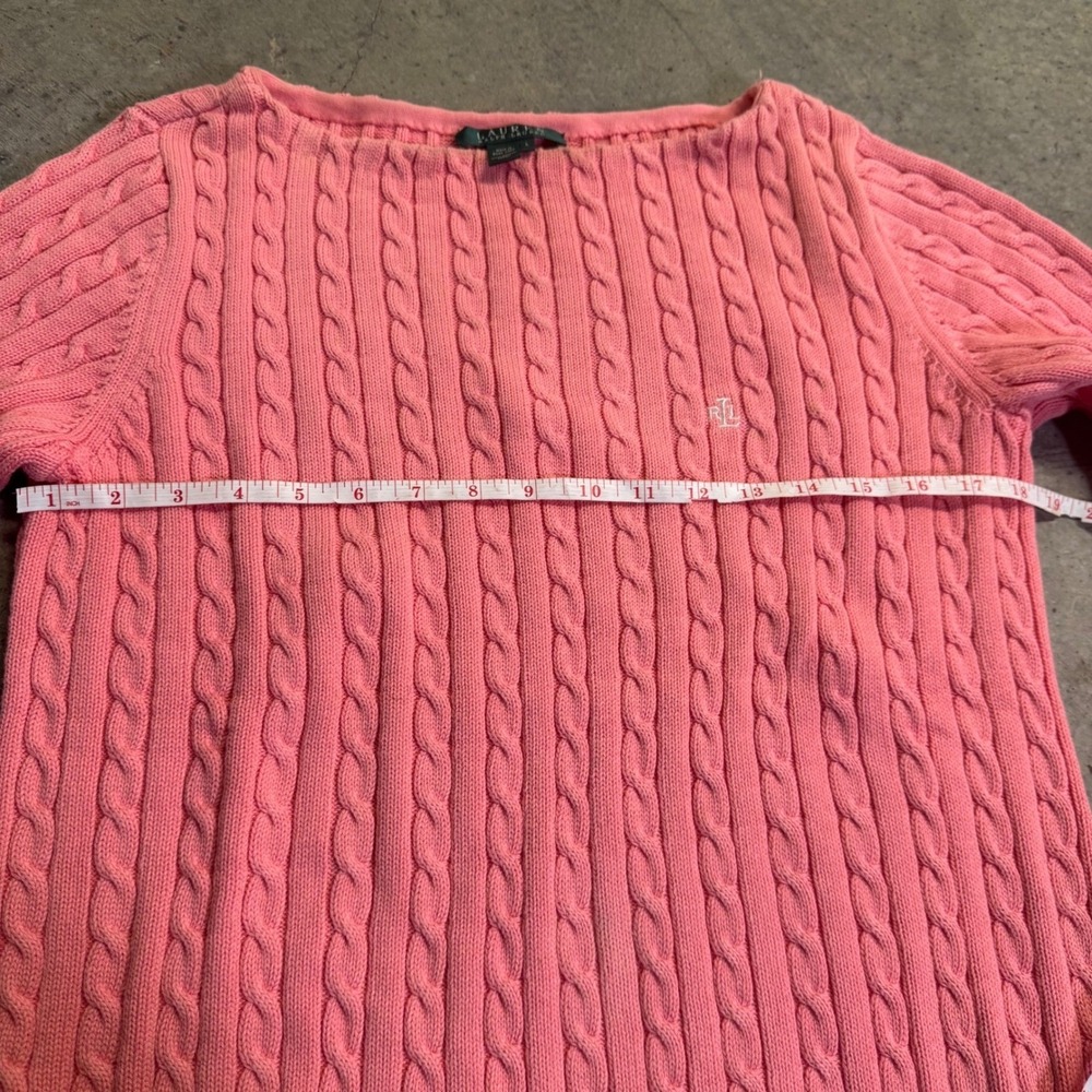 Lauren Ralph Lauren Women's Pink Cable- Knit Sweater S/L Preppy Old Money Luxury - Picture 3 of 8